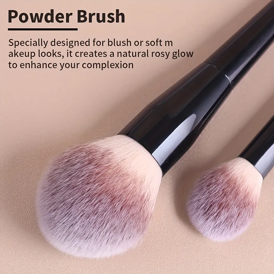 2pcs Professional Makeup Brushes with Large Soft Nylon Bristles & Elliptical/Contour Tips - Compatible for Foundation Blush Po