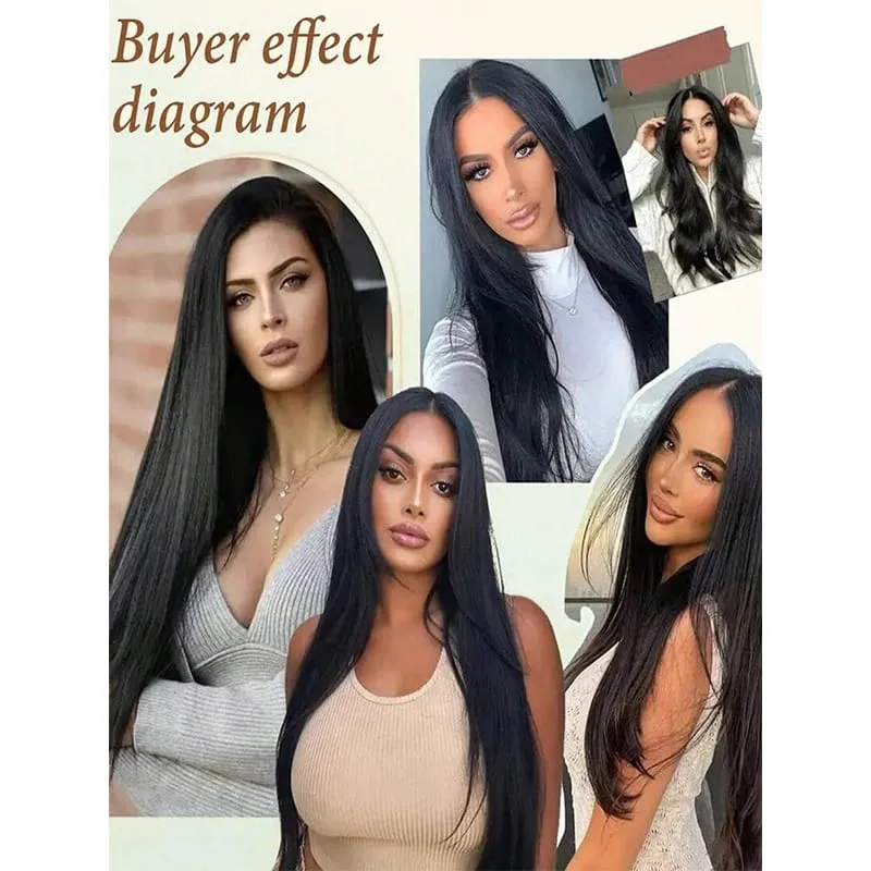 Long Straight 5 Clips Hair Extension 32 Inch Clip In Extensions Hairpieces For Women Synthetic Natural Straight Clip Hair Piece — image 7