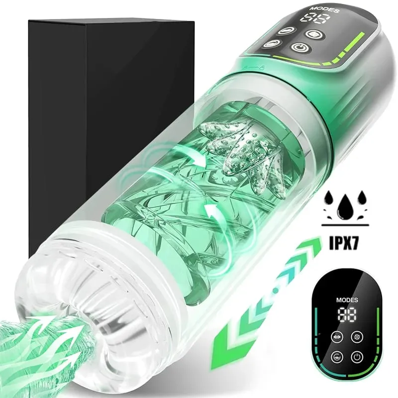 Newly Upgraded Automatic Male Masturbator with Thrusting Rotating Vibrating Sucking Licking Modes Pocket Pussy Sex Toys for Men