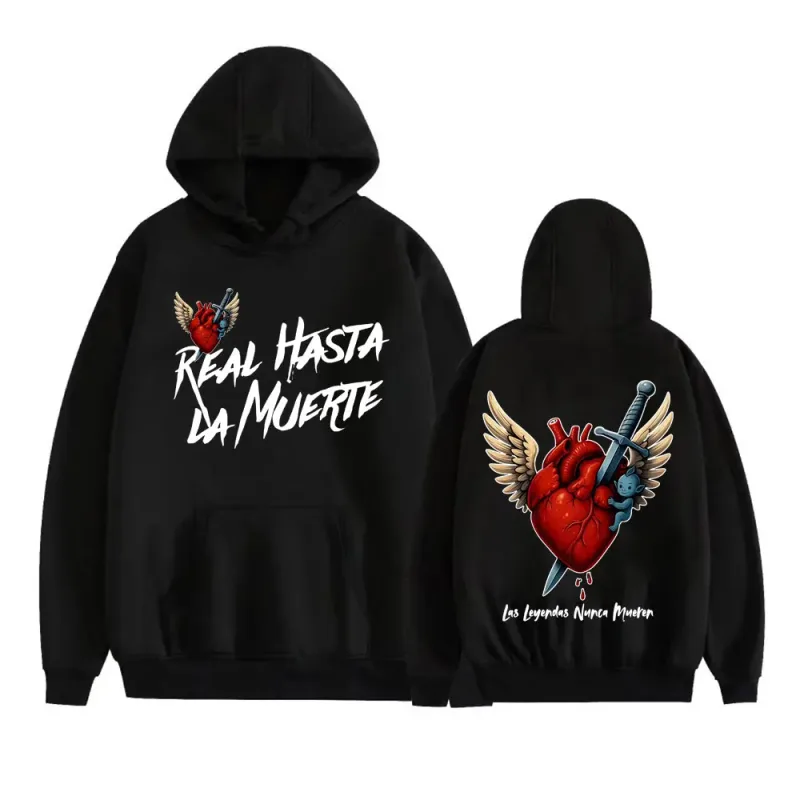 Anuel AA Rhlm 2 Real Hasta La Muerte Heart Hoodies Men Women Fashion Retro Bodywarmer Sweatshirts Casual Fleece Oversized Hoodie — image 1
