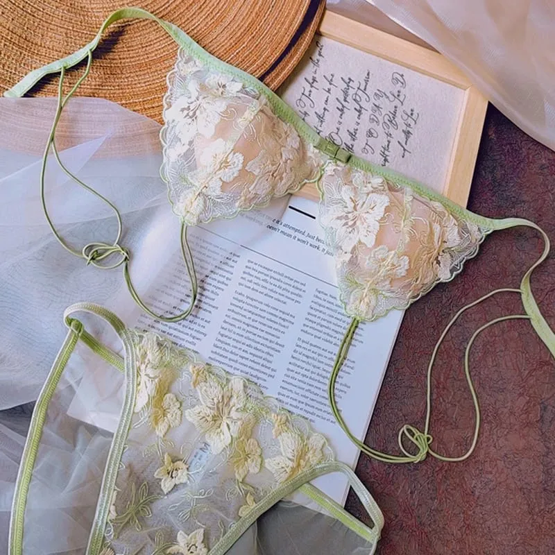 Wireless Minimizer Bralette Set Large Bust French Style Triangle Cup Lace Lingerie Pure Comfort Sexy Sheer Underwear Set Women — image 9