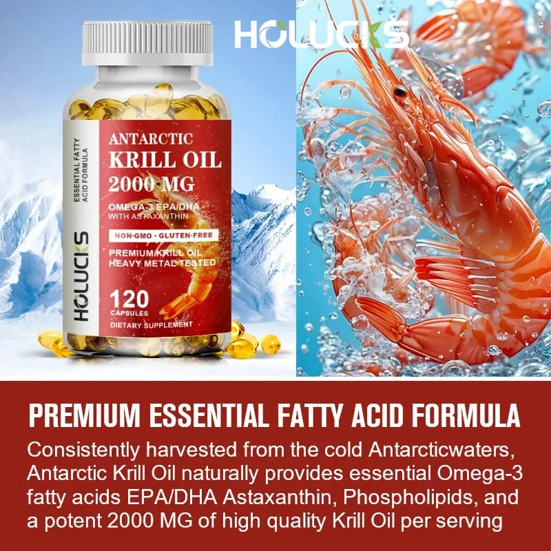 Kupte 1 Získejte 1 zdarma! Pure Antarctic Krill Oil 2000 mg doplněk s astaxanthinem pro zdraví srdce a mozku Zdravé stárnutí bez GMO — image 3