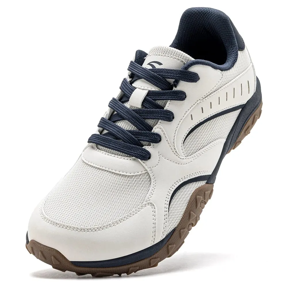 Unisex Wide Toe Hiking Sneakers Lace-Up Walking Shoes Outdoor Travel Artificial Leather Mesh Minimalist Sneakers