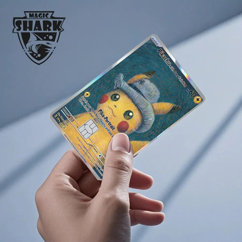 Magic Shark Mew Charizard EX Eevee Gengar Pikachu TCG Card Holographic Laser Skin Film Sticker for Bank Credit Card — image 4