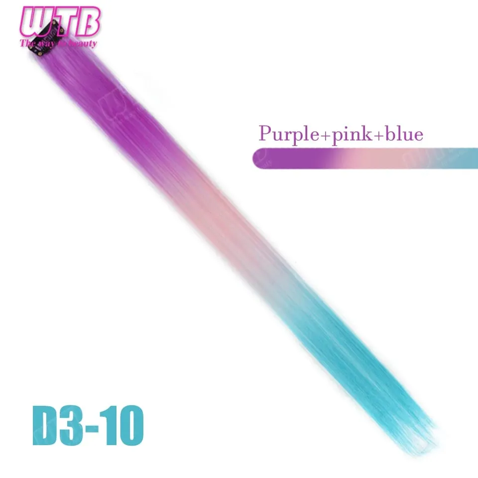 WTB Colored Synthetic Hair Extensions BB Clip Style Gradient Color Hair Extensions Suitable for Women's Daily Wear and Holidays