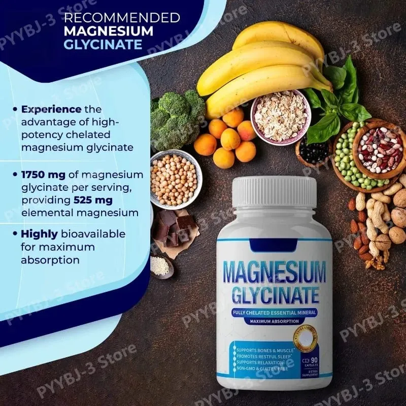 90 Pieces Magnesium Complex Capsule Contain 7 Ingredient – Glycinate Citrate and Malate Etc 1000mg Health Nutrition Support