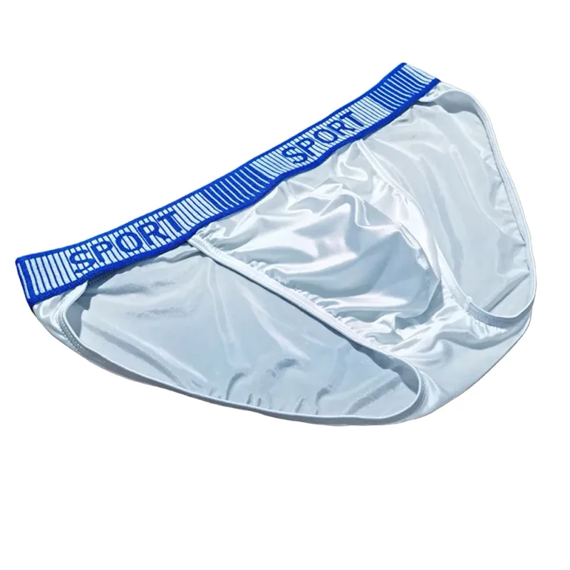 Slip à fourche haute pour hommes, taille moyenne, élastique, respirant, convexe en U, sous-vêtements en soie glacée, short soyeux à ajustement serré — image 9
