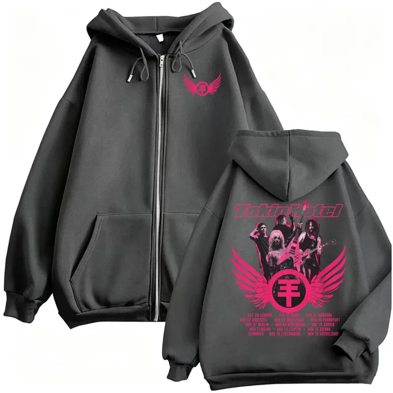 Tokio Hotel Arena Tour 2026 Zipper Hoodies Men's Clothing Harajuku Sweatshirt Jacket Coats High Quality Bodywarmer Zip Up Hoodie — image 5