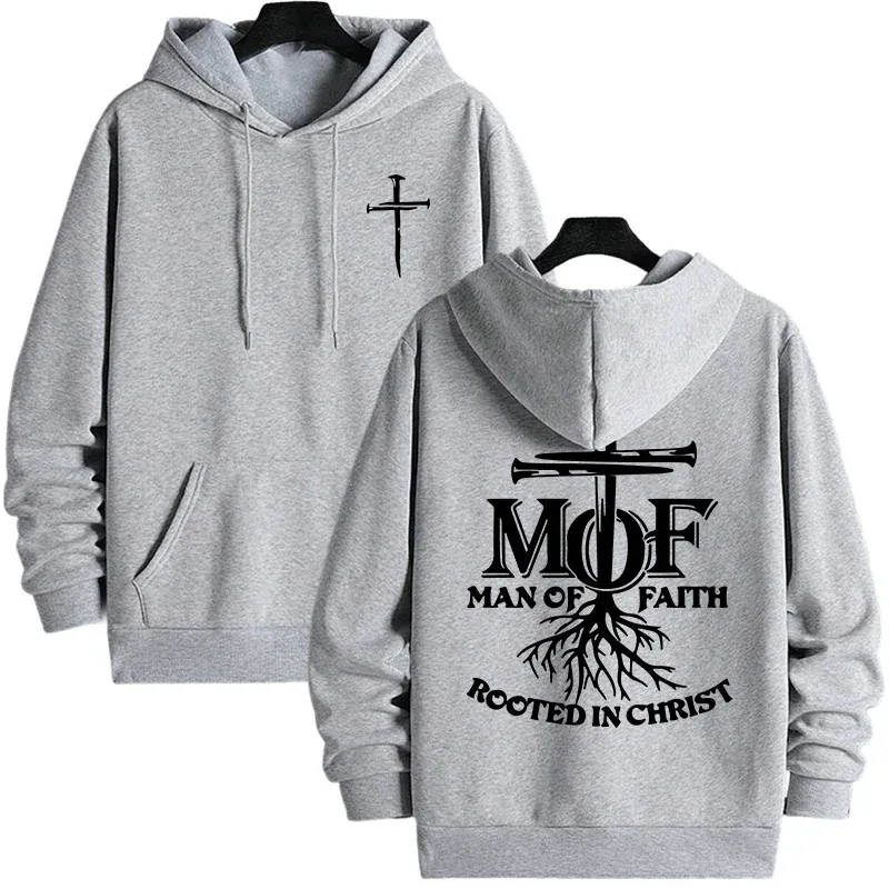 2025 Hot Sale Men's Hoodie Man of Faith Jesus Print Hooded Sweatshirts Autumn Winter Daily Casual Sporty Fashion Hoody Outerwear