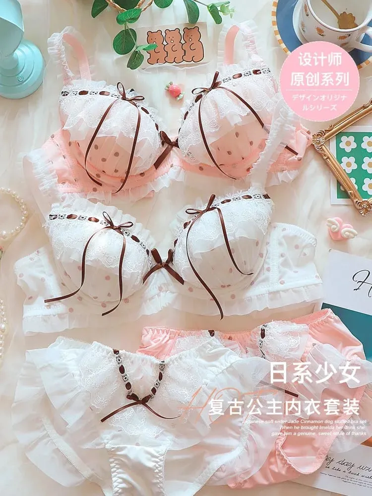 Japanese Style Cute Lace Bra Set with Underwire Light Push Up Support Sweet Sensual Look Teen Girls Autumn Winter Collection CA — image 2