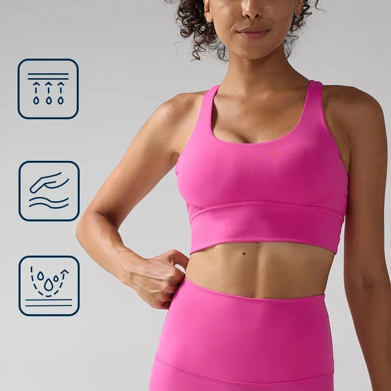 Solid Color Women Women Fitness Yoga Bras Race Back Sports Bras Nylon Top Women Bra Sexy Breathable Underwear For Women Gym — image 4