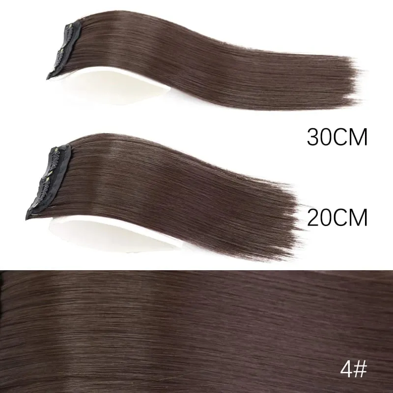 Sintetik 20sm/30sm Pad Lurus Tidak Kelihatan Klip Dalam Satu Keping Sambungan Rambut Penutup Sisi Atas Potongan Rambut Gebu Untuk Wanita