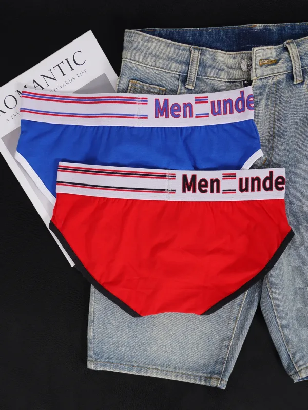 Men's Cotton Color Block Briefs, Pump! Logo Wide Waistband Low Rise Sexy 3D Convex Pouch Underwear 3256813080433415 — image 3