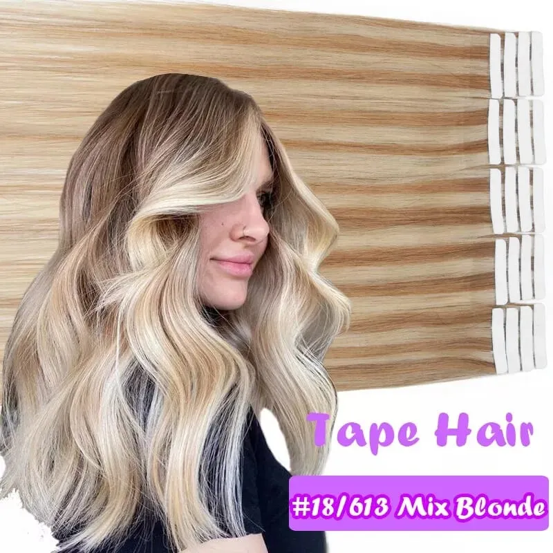 Real Human Hair Straight Tape In Extensions Double Sided For Skin Weft Tape In Hair Extensions 20Pcs Seamless Hair Extensions — image 3