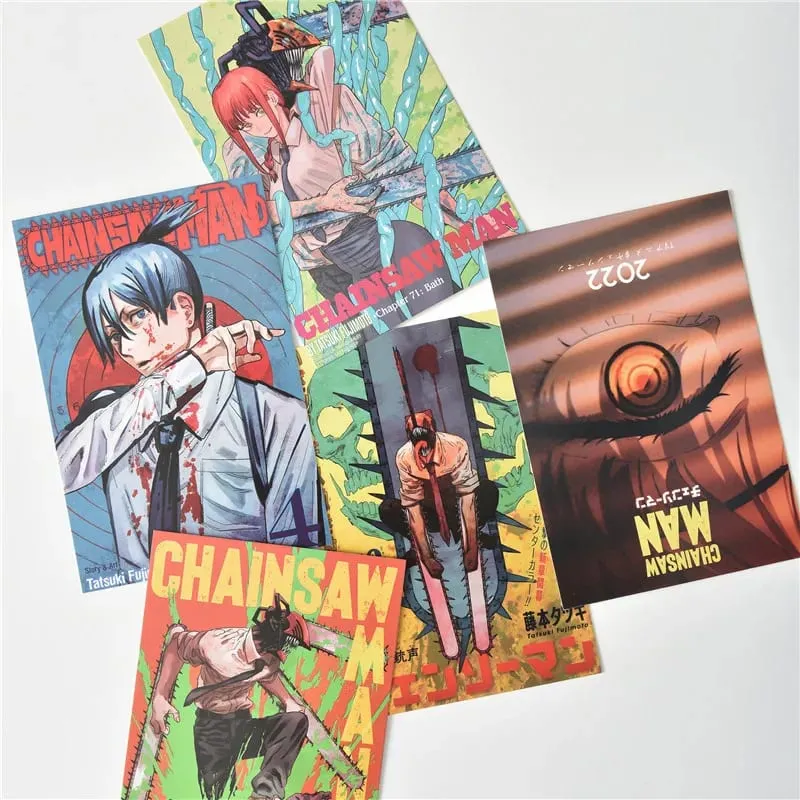 10Pcs Japenese Anime Chainsaw Men Character Poster Sticker Postcard Gift Home Study Room Wall Background Decor Pictures Painting — image 5