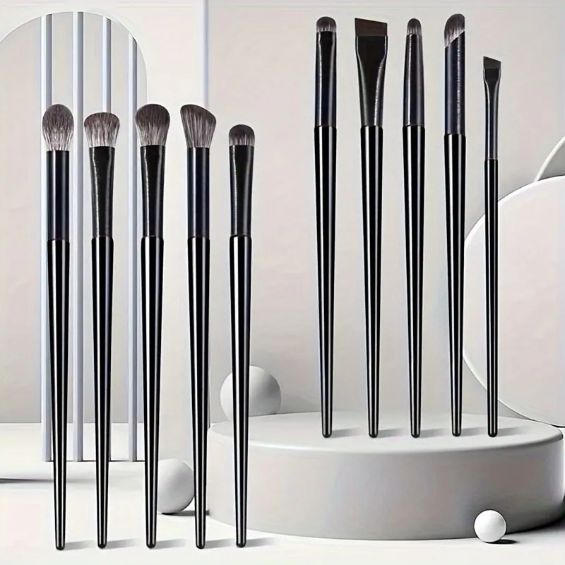 10Pcs Soft Professional Eye Makeup Brush Set Blending Smudge Aegyo Sal Eyeliner Detail Small Precision Shadow Brushes — image 2