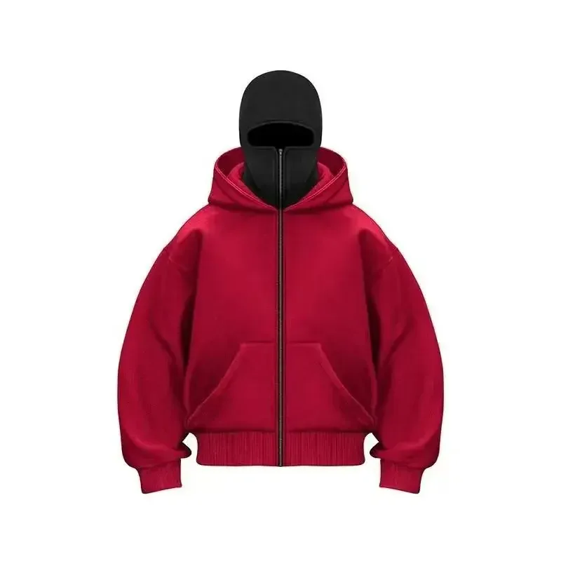 Men and Women Balaclava Y2K Gothic Harajuku Winter New Item Double Hooded Sweatshirt Men's Hooded Mask Zipper Sportswear — image 8