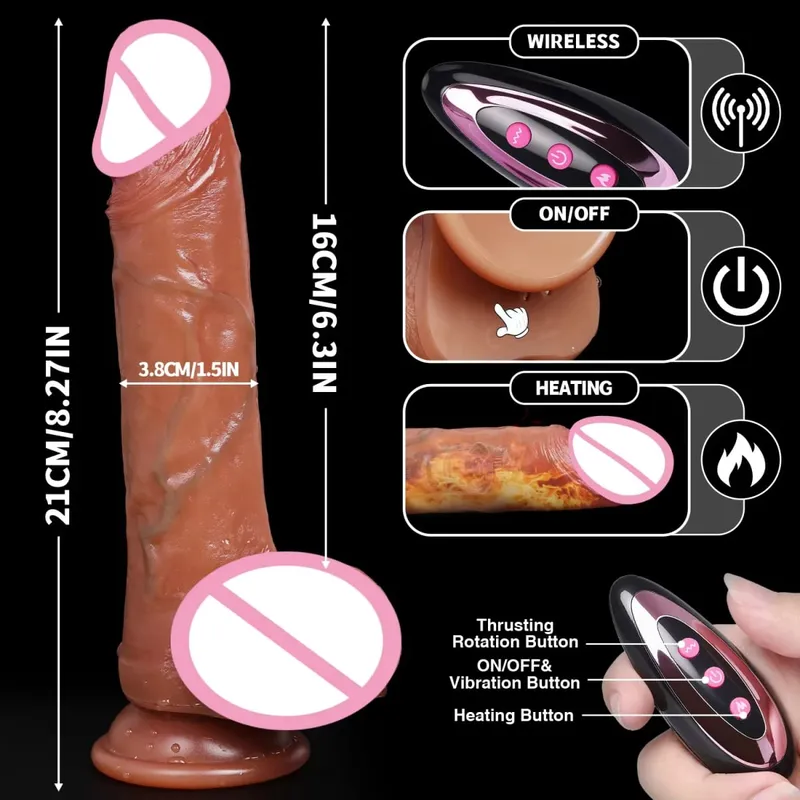 Realistic Dildo Telescopic Vibrator Adult Sex Toys Thrusting Vibrate Heating Penis Masturbation Big Dick Anal Plug for Women 18+