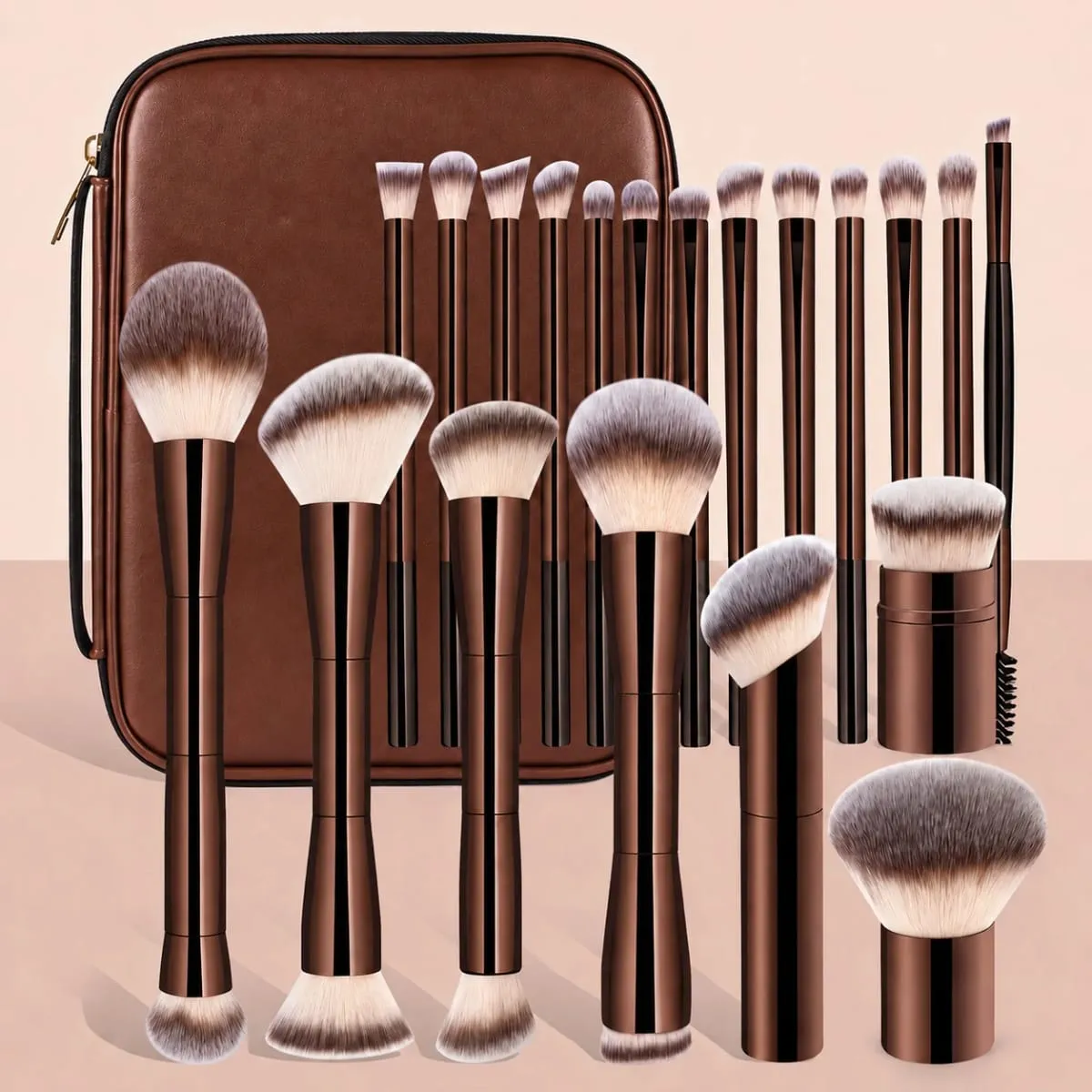 20pcs Set of Facial Makeup Brushes with a Brush Bag Including Foundation Brush Blush Brush Powder Brush Eyeshadow Brush Eye — image 1