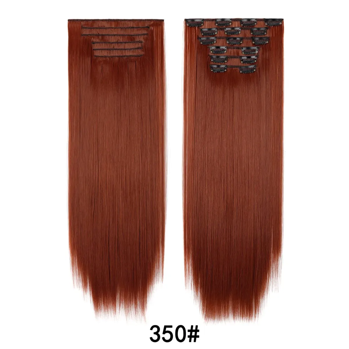 24 Inch 6PCS Clip In Hair Extensions Straight Synthetic Hair Extensions Dark Brown Long Natural Looking Hair Piece for Women