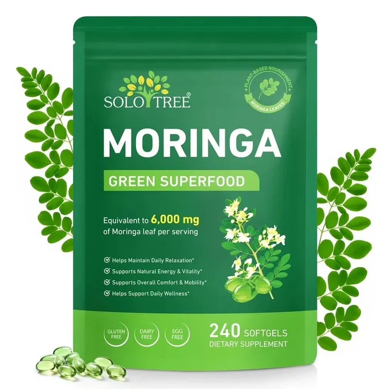 Moringa Leaf Softgels 6000 Mg Equivalent Per Serving for Daily Relaxation Natural Energy Vitality & Comfort Support 240 Softgels