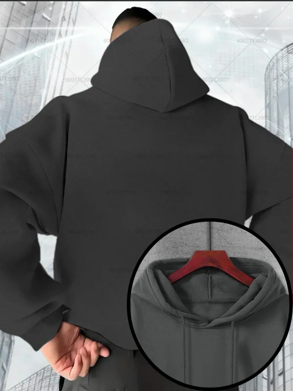 Fashion Men's Heavy-duty Cotton Hoodies Women Fleece Sweatshirt Pullover Casual Unisex Autumn Winter Long Short Sleeve Oversize — image 10