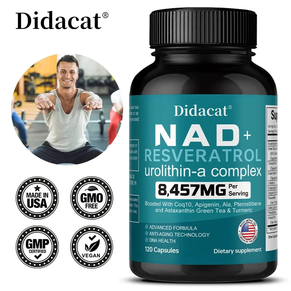 NAD + Resveratrol - Anti-aging Helps Boost Energy Promotes Cell and Skin Health Neuroprotection and Sleep Improvement