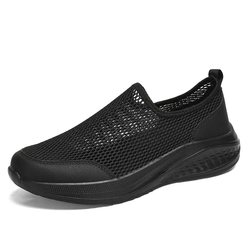 One Foot on the Net Shoes Men's Summer New Breathable Thin Net Walking Shoes Casual Sports Shoes Black Plus Size Men's Shoes 48