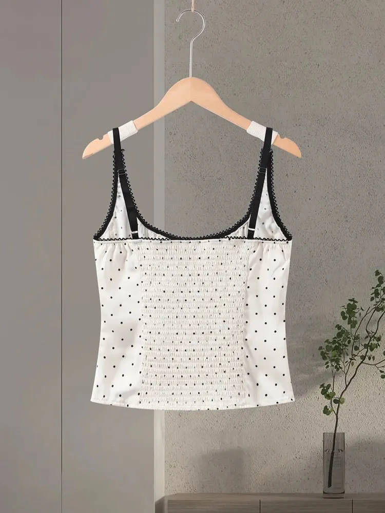 Sexy Polka Dot Sling Tops Women Backless Sleeveless Contrast Fitted Top Female 2026 Spring New Chic Fashion Streetwears Lady — image 7
