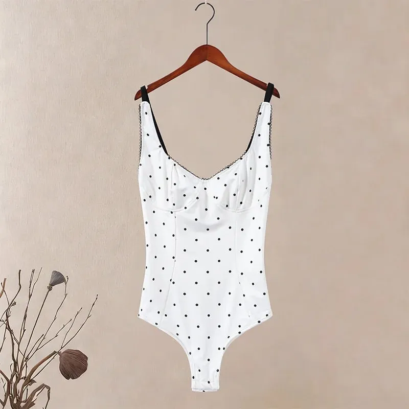 Sexy Polka Dot Sling Tops Women Backless Sleeveless Contrast Fitted Top Female 2026 Spring New Chic Fashion Streetwears Lady