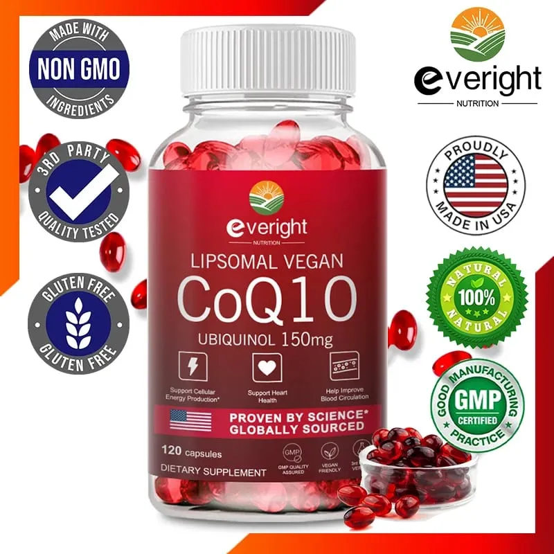 Liposomal CoQ10 150mg Capsules High Absorption Ubiquinol Coenzyme Q10 for Antioxidant Heart Function & Energy Production