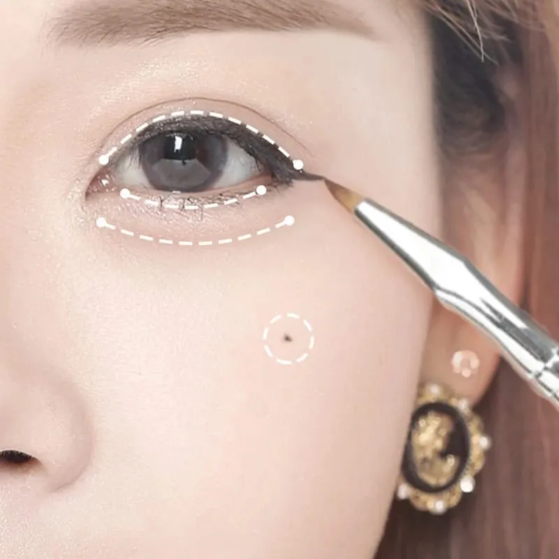 7 Pcs Professional Eye Makeup Brush Set Bent Angled Eyeliner & Concealer Brush Under Eye Aegyo Sal Tear Trough Shadow Tool