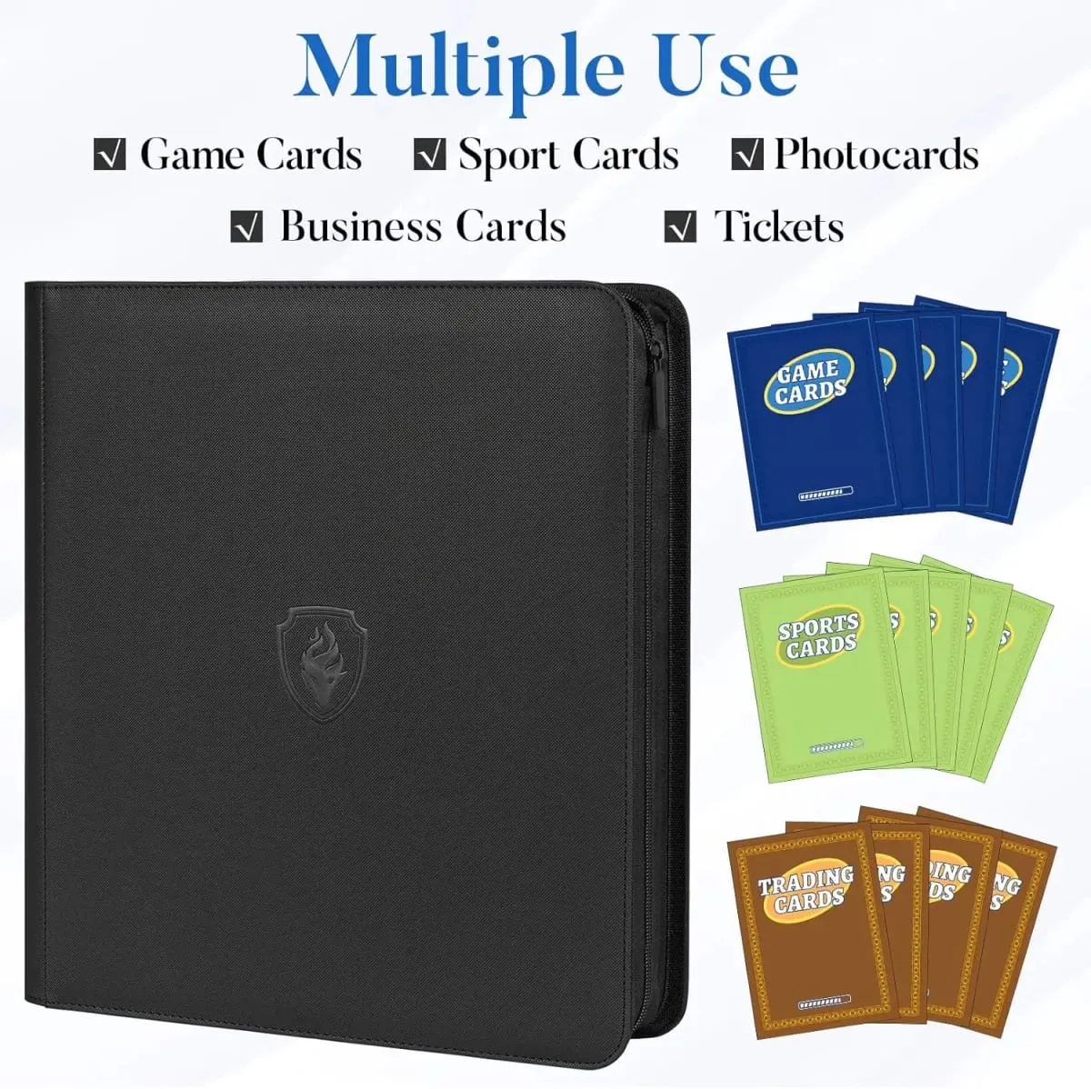 Trading Card Binder 12 Pocket Zipper Binder Card Album Holds 480 Cards Premium Leather Card Folder for TCG/Game/Sports Cards — image 6