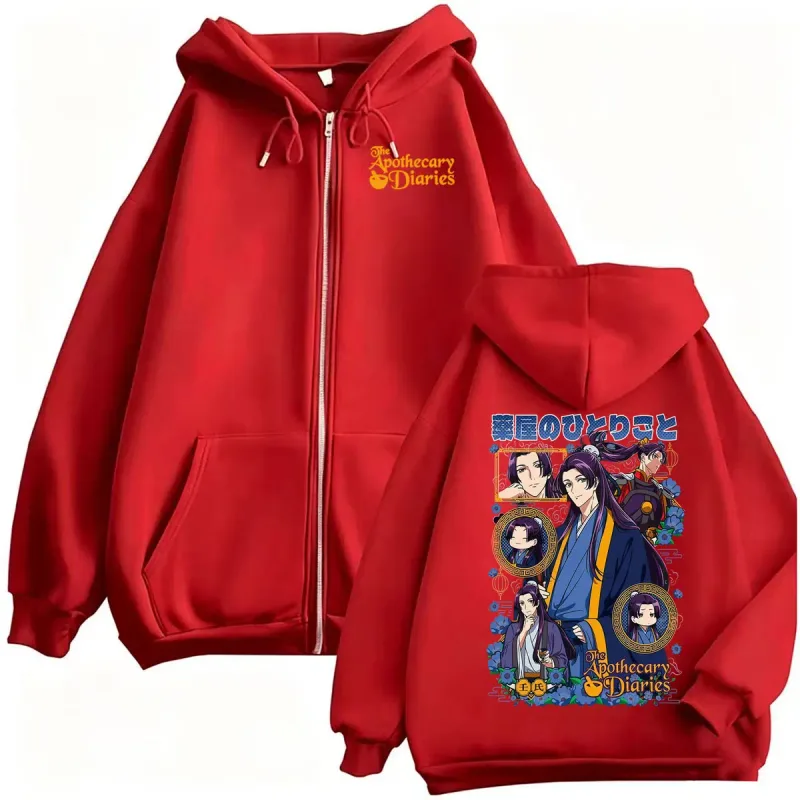 Anime The Apothecary Diaries Jinshi and Maomao Manga Zip Up Hoodies Men Women Vintage Fashion Cute Kawaii Sweatshirt Jacket Coat — image 9
