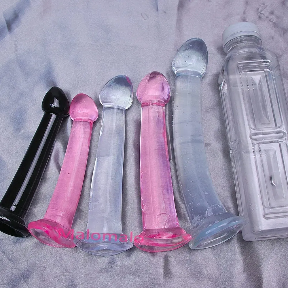 Dengan Harga Murah TPE Transparan Anal Plug Jelly Dildo 4 Ukuran Cangkir Hisap Ayam Vagina Masturbasi Lembut Penis Kecil Wanita Pria Mainan Seks