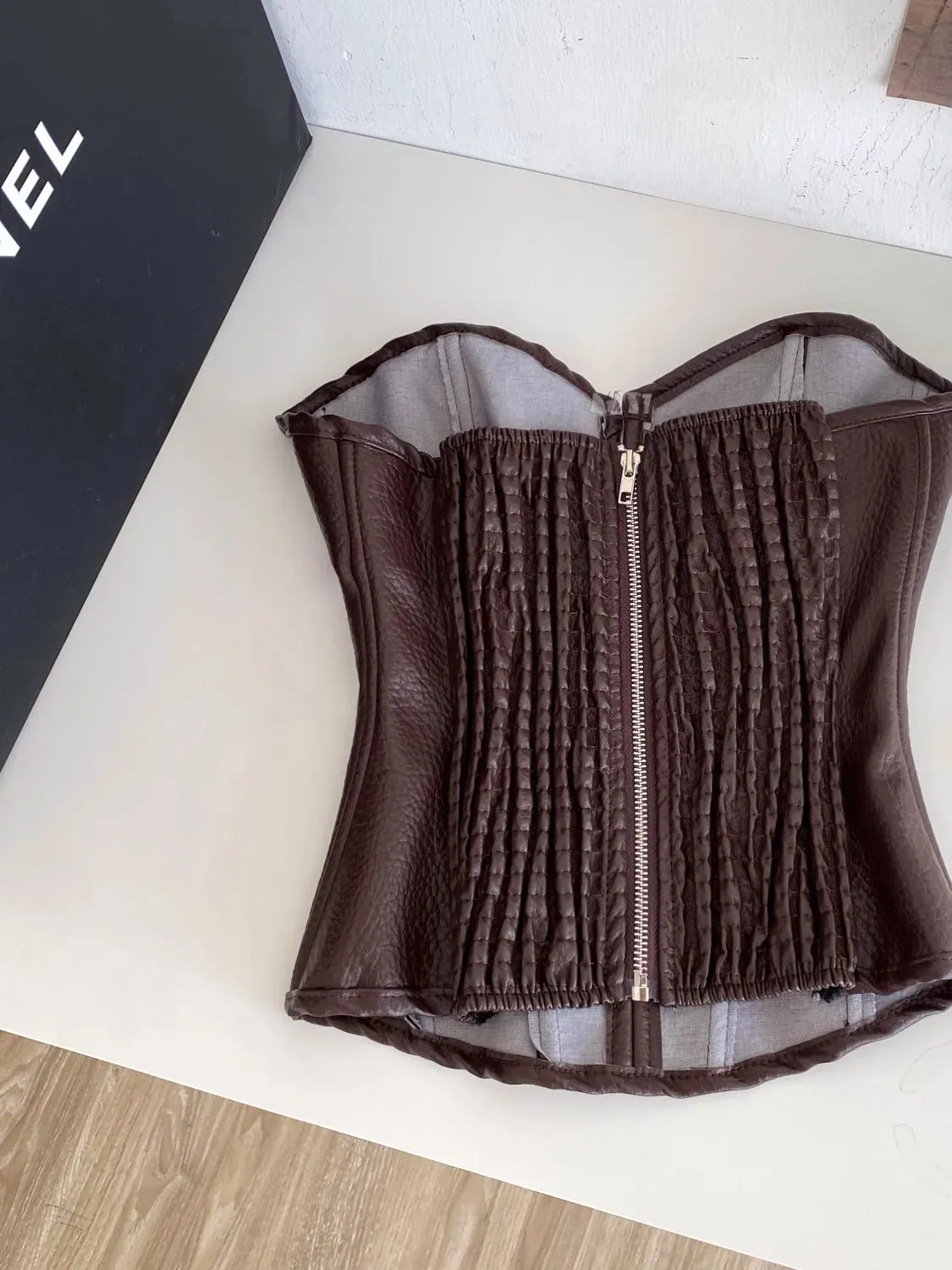 Sexy Pu Slim Tube Top Chic Strapless Crop Top Korean Fashion Corset Bustier Camis Women Tank Top — image 5