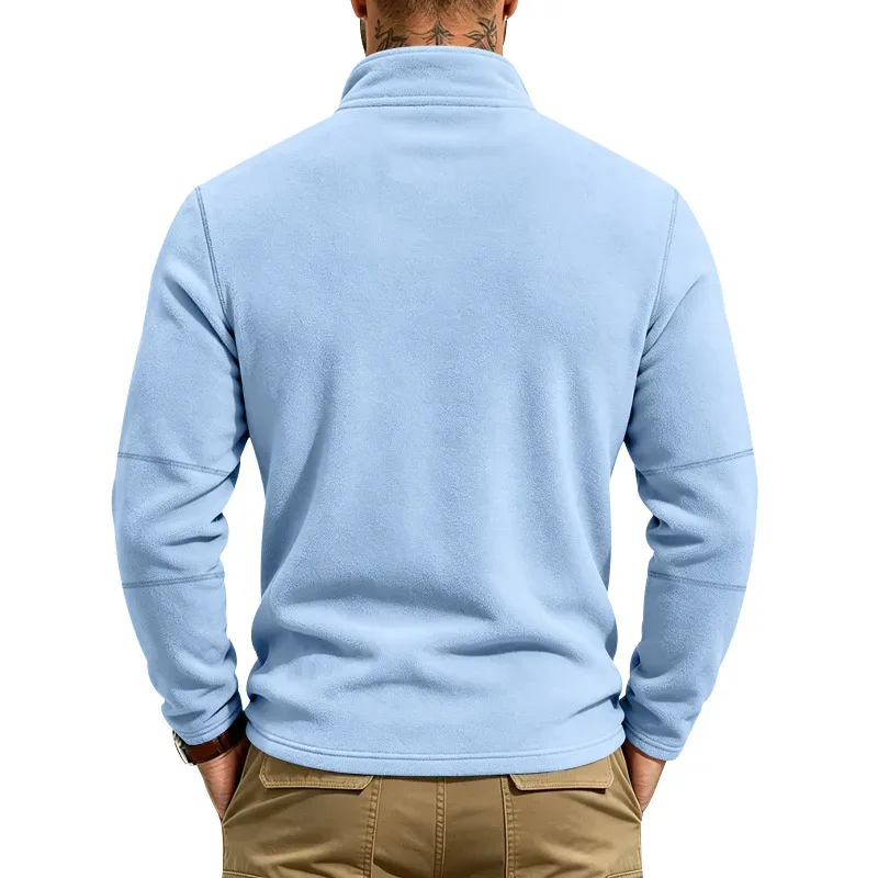 Men's Quarter Zip Polar Fleece Pullover Stand Collar Long Sleeve Casual Warm Sweatshirt For Autumn Winter Daily Commute Wear — image 5
