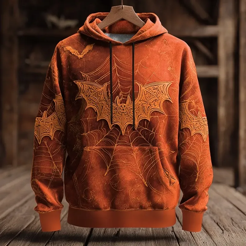 Halloween Men's 3D Bat Sweatshirt Punk Crew Neck 3D Print Club Streetwear Drawstring 3D Print Fall Winter Designer Hoodies