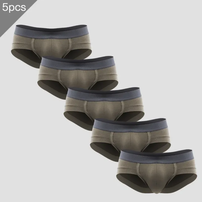 5PCSMen's three-piece briefs with U-shaped pouch, modal fabric, breathable, summer youth low-rise bottom pants — image 4