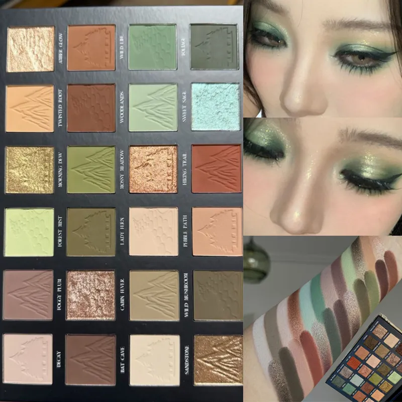 24 Colors Metallic Glitter Eyeshadow Matte Shimmer Eye Shadow Makeup Plate Earth Powder Punk Smoky Dark Green Eye Shadow Make Up — image 3