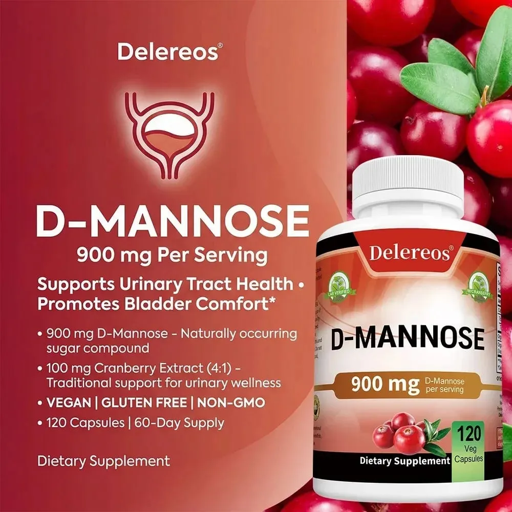 D Mannose Vegetarian Capsules - UTI Health Support Non GMO Vegetarian Friendly 120 Capsules — image 3