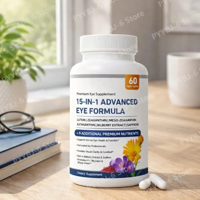 15-in-1 Advanced Eye Formula Lutein Zeaxanthin Bilberry Extract Vitamin C & E Supports Eye Health 60 Veggie Capsules for adult — image 2