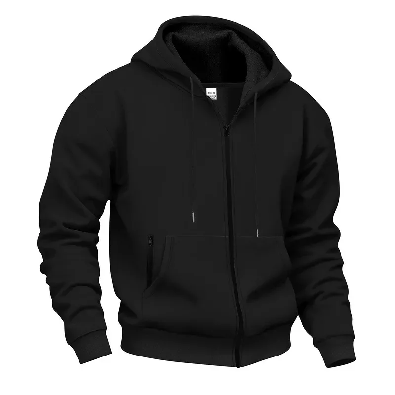 New 2026 Men's Autumn Casual Solid Long Sleeve Zipper Hooded Sweatshirt Coat Male Fashion Outdoors Sportswear Hoodies Jackets — image 7