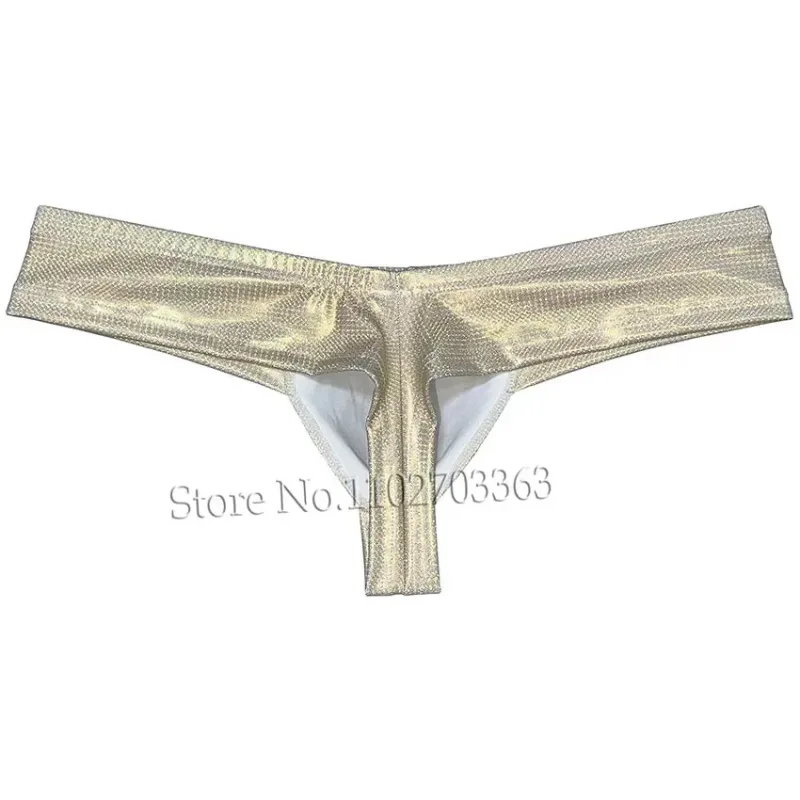 Cheeky Bikini Brief Men's Underwear Thong Contour Pouch Tangas Male Lingerie Bikini Briefs Beach Micro Underpants Soft Wet Look
