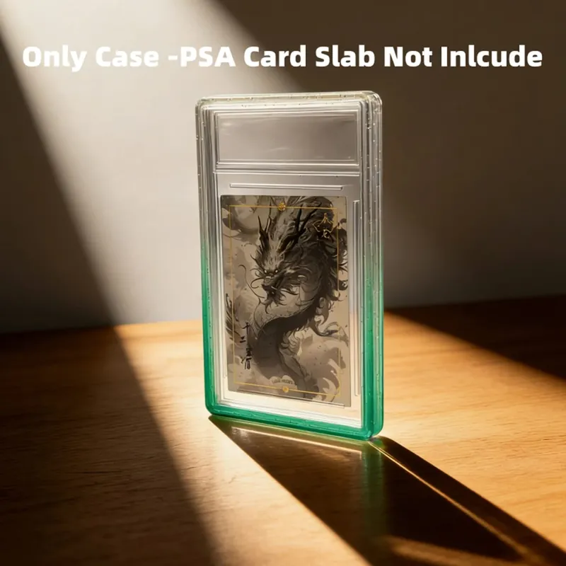 Glitter TPU Slab Bumper Guard Case Holder Protective Skin Display Sleeves with Clear Back for PSA 35PT Graded Trading Card