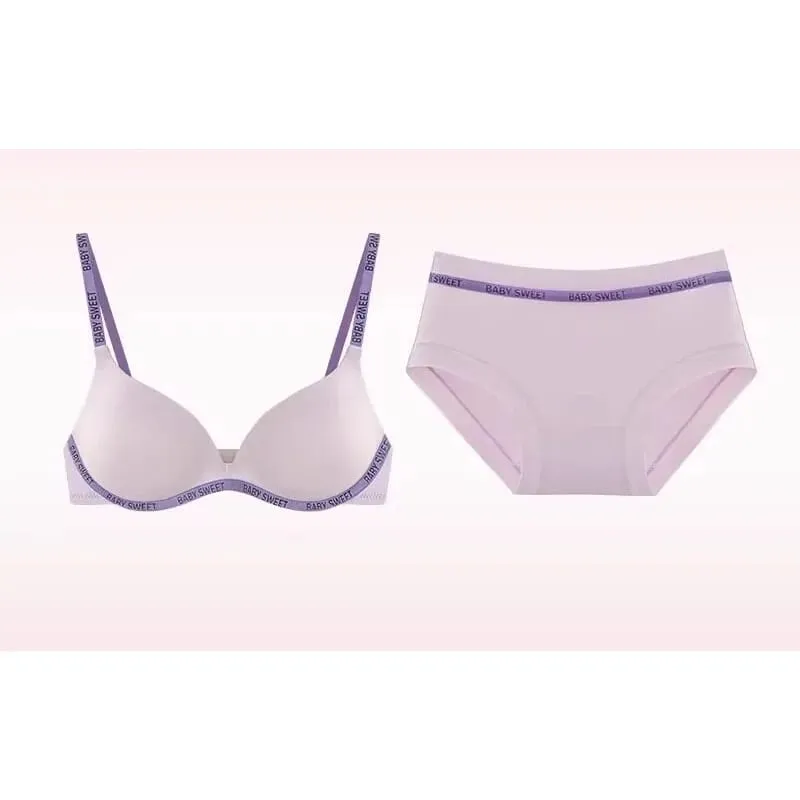 Trend Baharu Warna Dopamin Set Bra Lancar Tolak Ke Atas Angkat Payudara Kecil Keselesaan Tanpa Wayar Kecantikan Kembali Kasual Harian Plus Saiz 32-38 — image 2