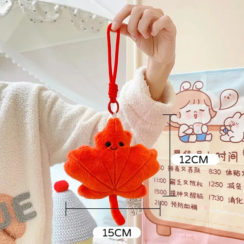 Smiling Face Maple Ginkgo Leaf Plush Pillow Stuffed Kawaii Plant Cushion Sofa Chair Decoration Gift
