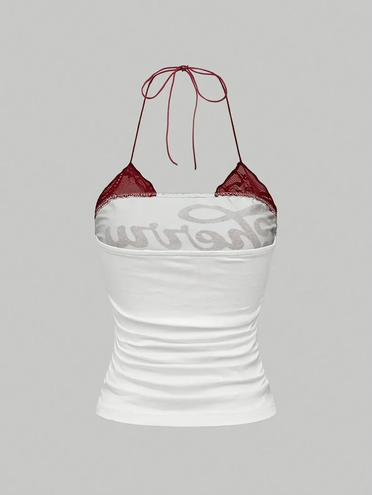 2 Pack Y2K Lace Halter Cami Top Women Cherry Vintage Print Ruched Slim Tie Back Sleeveless Streetwear Tank Camisole