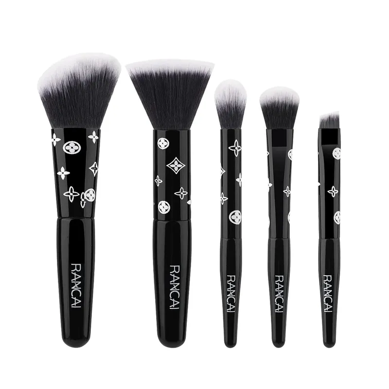 Conjunto de pincéis de maquiagem compacto, 5 peças, bonito, com estojo, pincel premium para base impecável, blush, sombra, aplicação, ferramentas de beleza — image 11