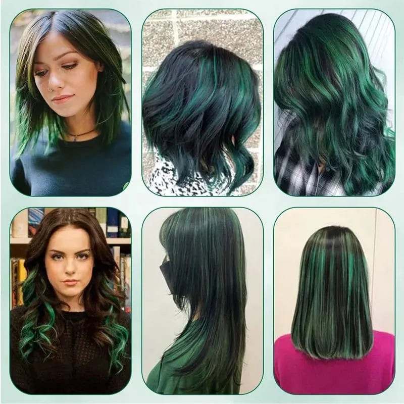 22 Inch Green Heat-Resistant Synthetic Hair Party Pick Hair Clip Wig Green Hair Extensions Set Messy Bun Clip Extensions — image 6